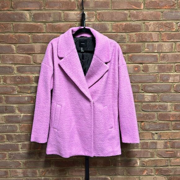 Forever 21 Women’s Pink Wool Blend Car Coat Size Medium NEW - Picture 2 of 5